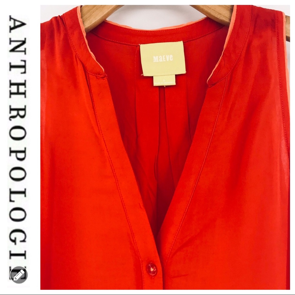 💕SALE💕 Anthropologie Mauve Coral V Neck Tank Top - Picture 4 of 8